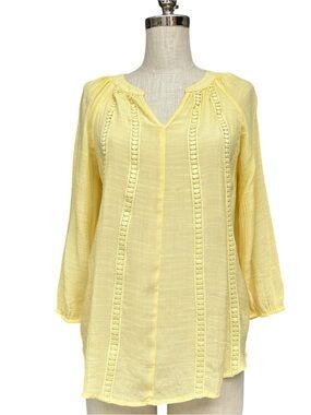 Counterparts Yellow Boho Peasant Blouse Small, Summer Boho Blouse